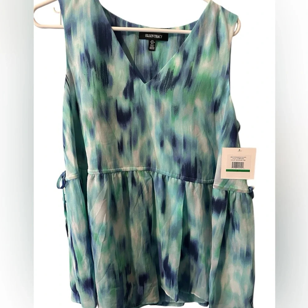 Ellen Tracy NWT Waves Ink Shirt Vacation Cruise